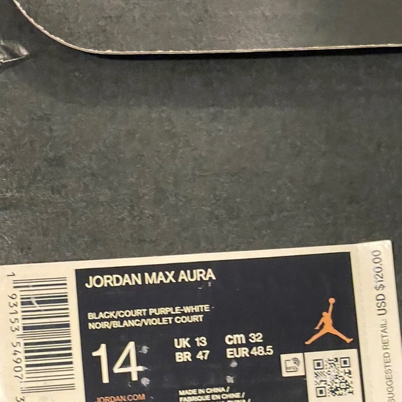 jordan max aura black court purple
